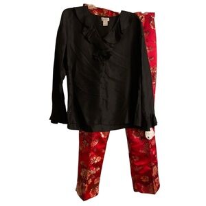 I.S.C. 2-piece silk set Women’s size large NWT